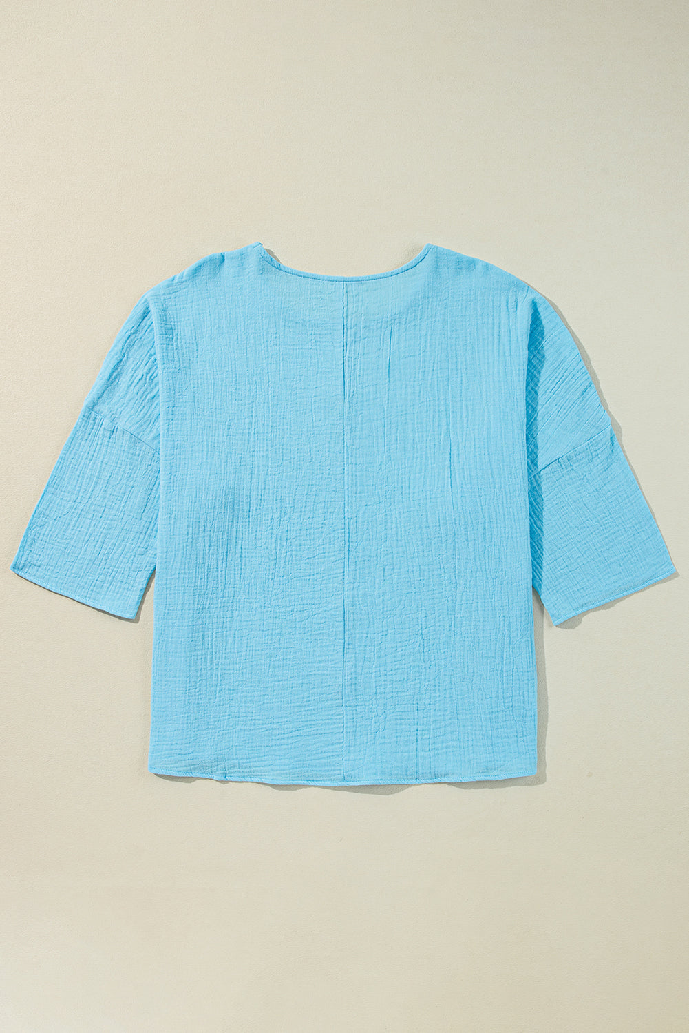 Crinkled Bracelet Sleeve Flowy Blouse | Aruba Blue