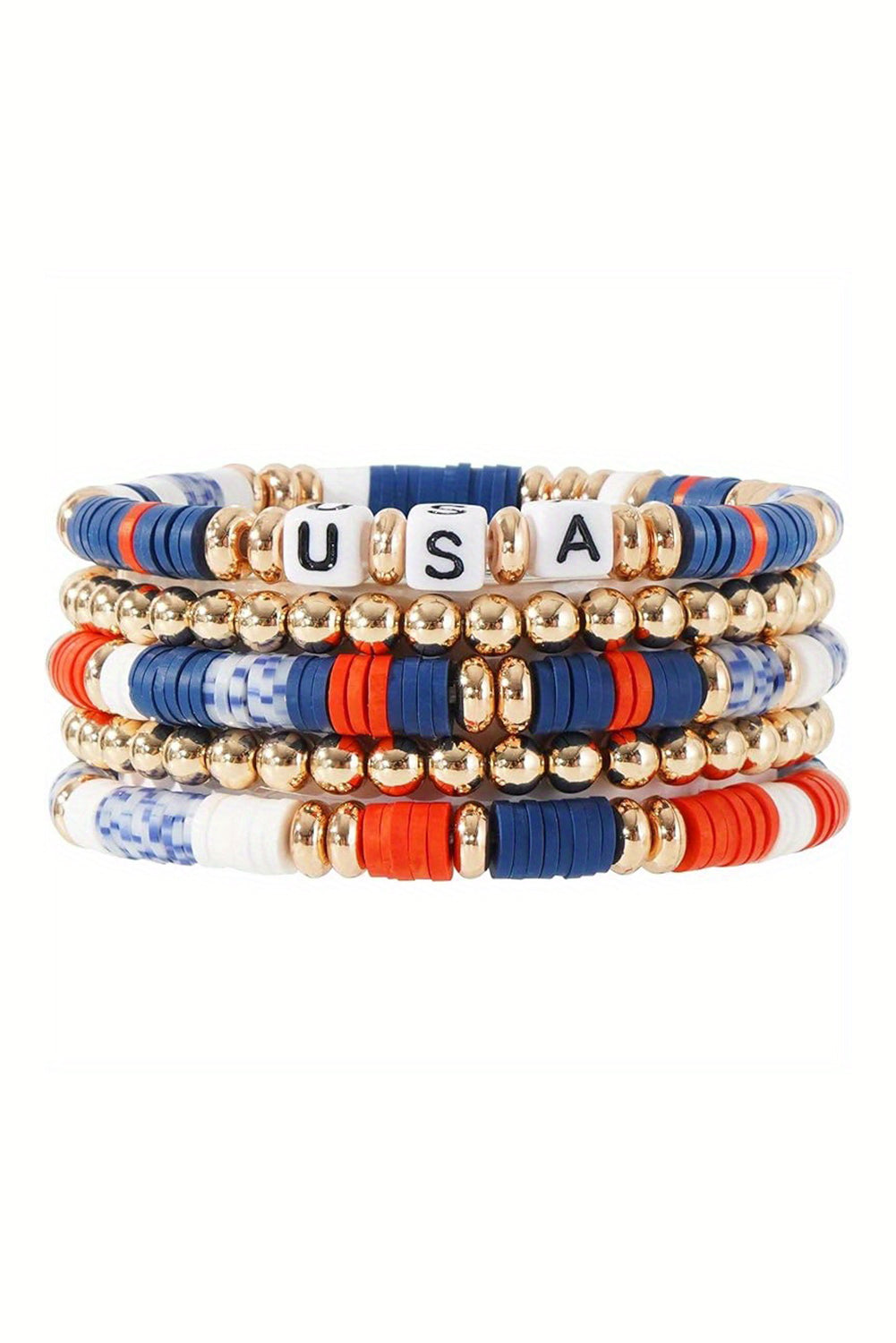 5Pcs Usa Independence Day Beaded Bracelet Set | Multicolour