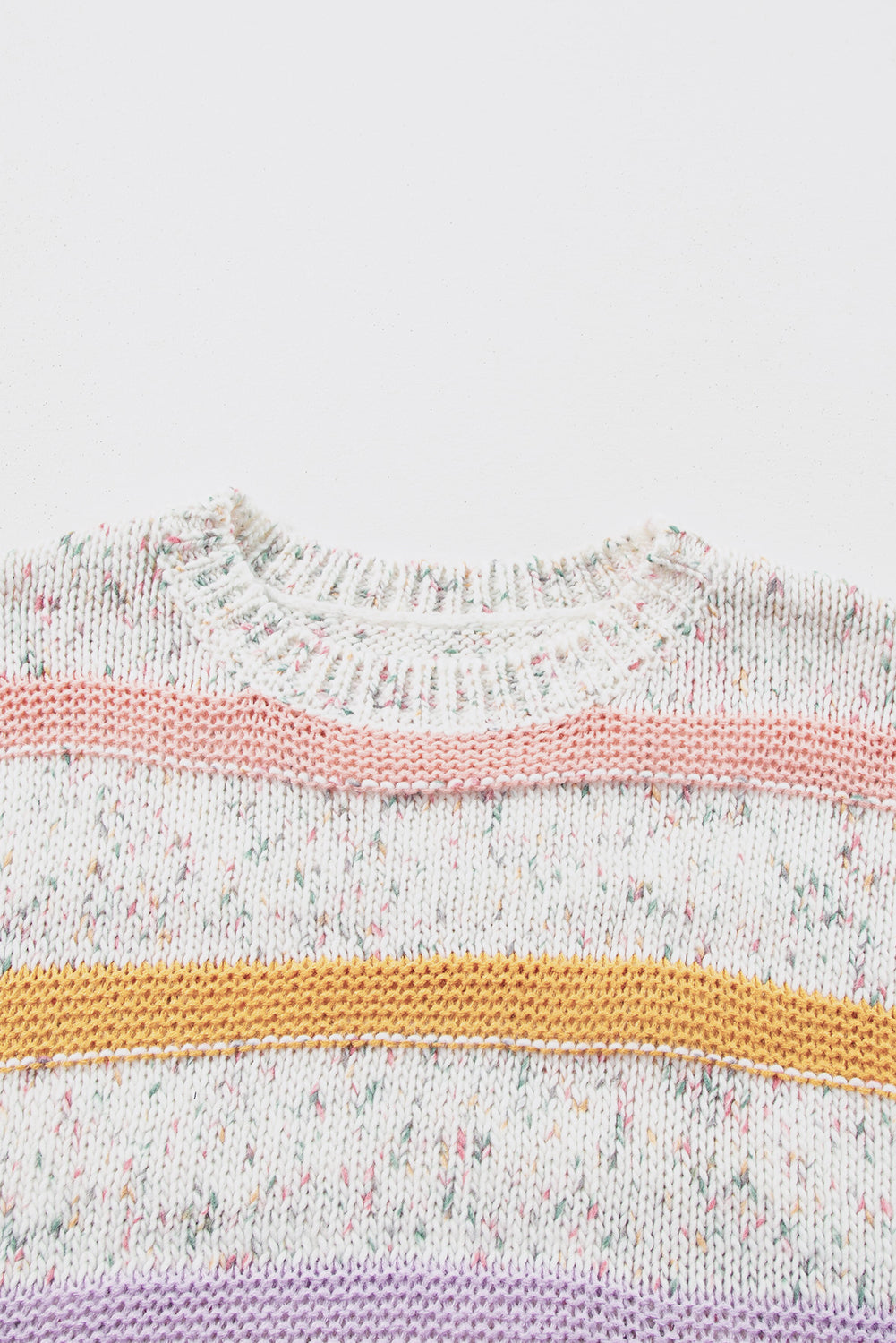 Colourblock Confetti Stripe Lantern Sleeve Sweater | White