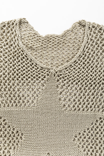 Star Pointelle Knit Baggy Sweater | Light French Beige