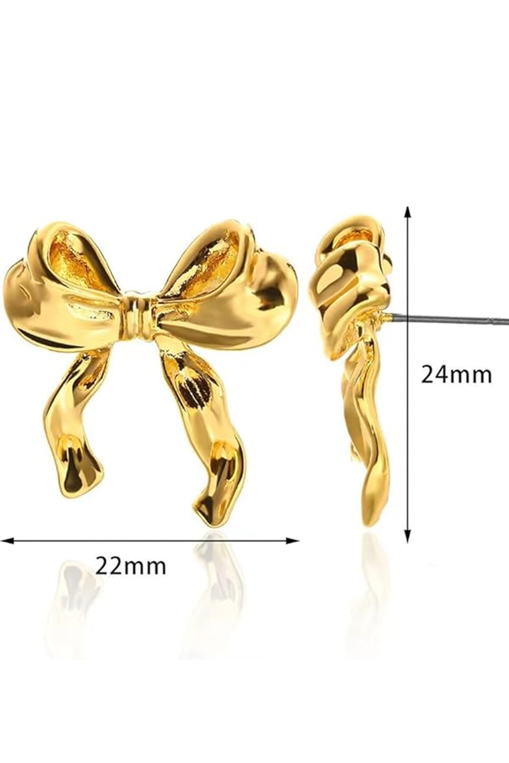 Elegant Bow Design Plated Studded Earrings | Gold