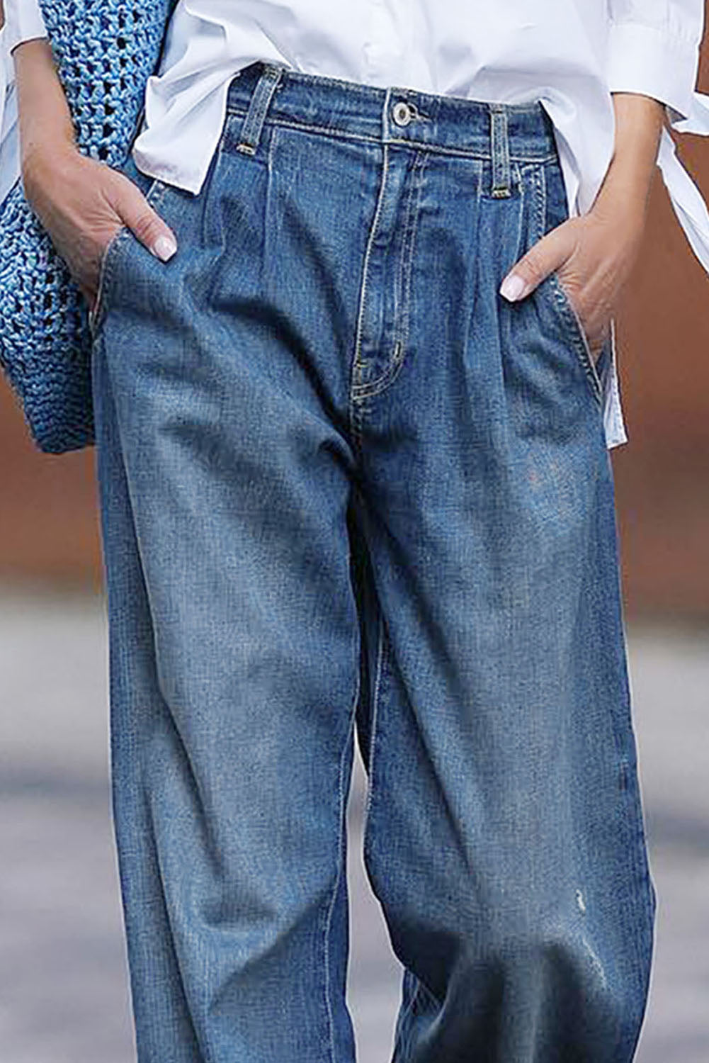 Slouchy Wide Leg Jeans | Blue