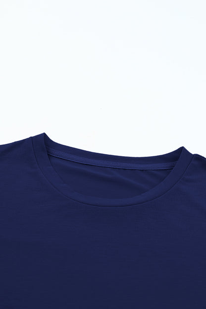 Casual Plain Crew Neck Tee | Blue