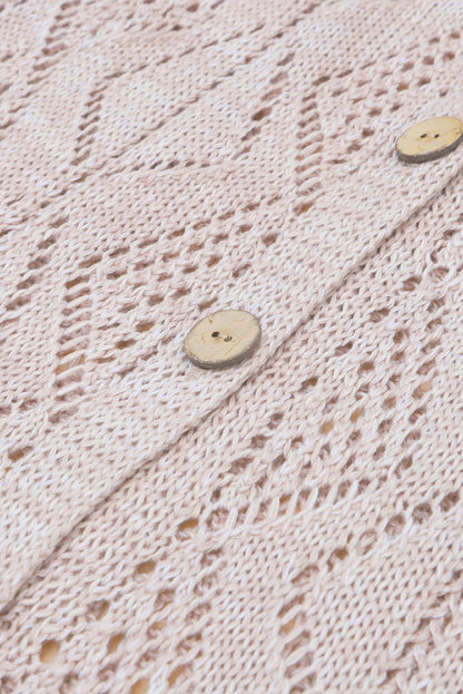 Hollow-Out Openwork Knit Cardigan | Khaki