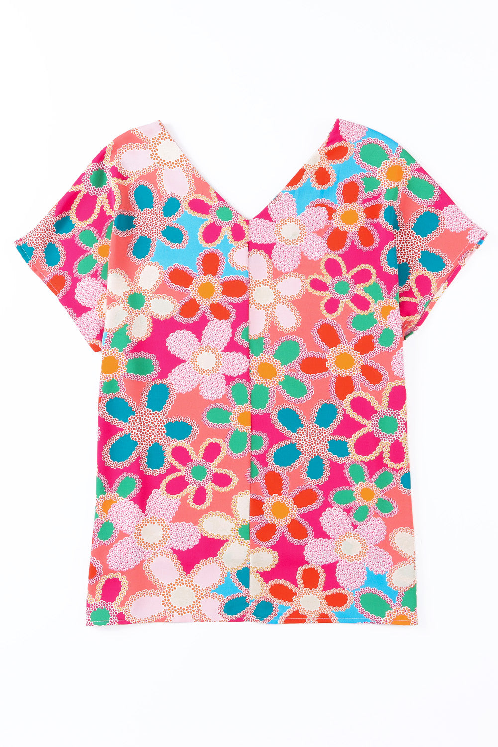 Abstract Print V Neck Dolman Blouse | Pink