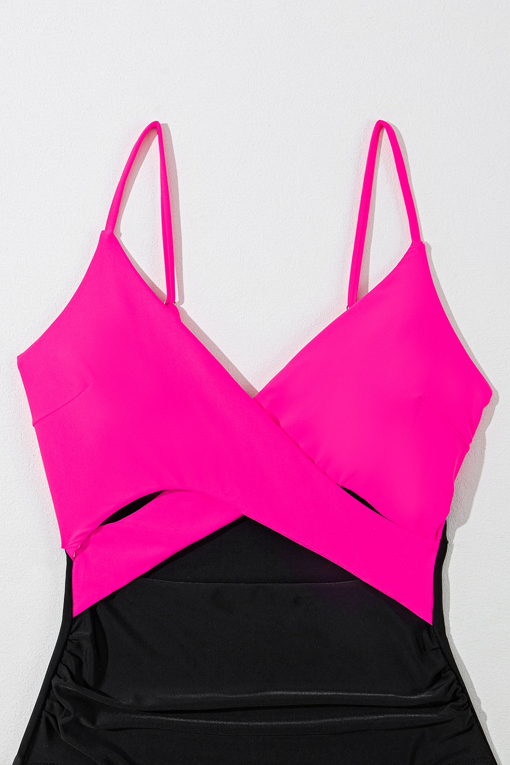 Crossover Colourblock Cutout One Piece Swimsuit | Rose Red