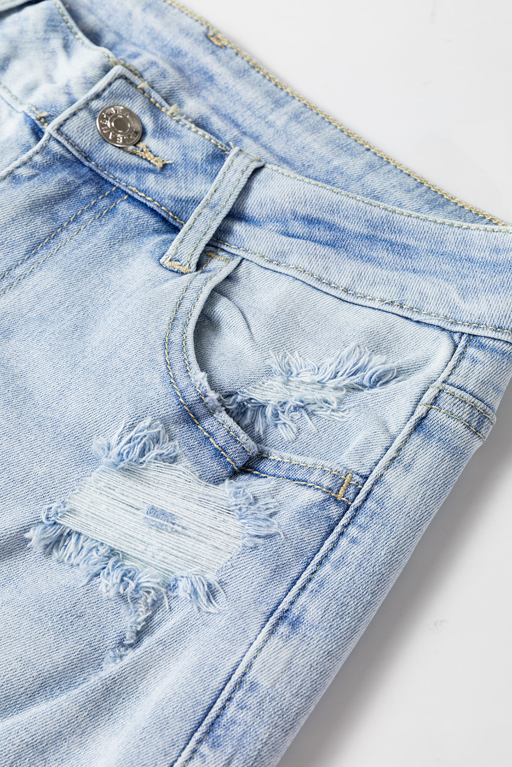 Vintage Light Wash Distressed Flare Jeans | Beau Blue