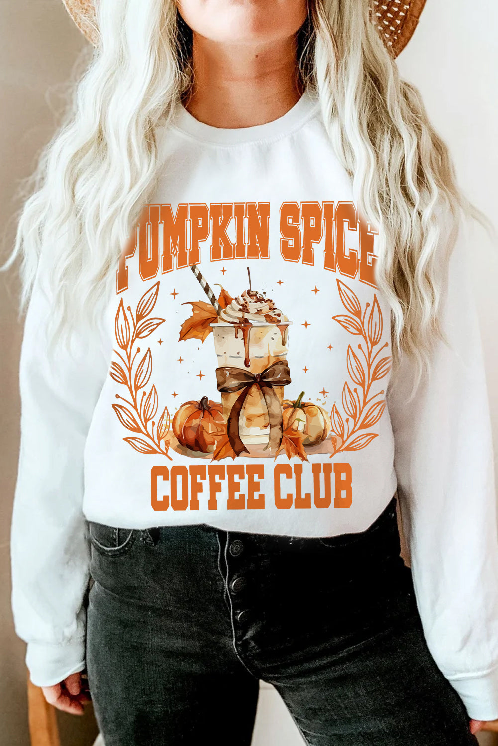 Pumpkin Spice Coffee Club Graphic Sweatshirt | Beige