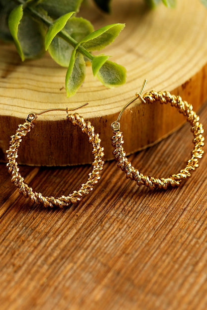 Vintage Textured Hoop Earrings | Gold