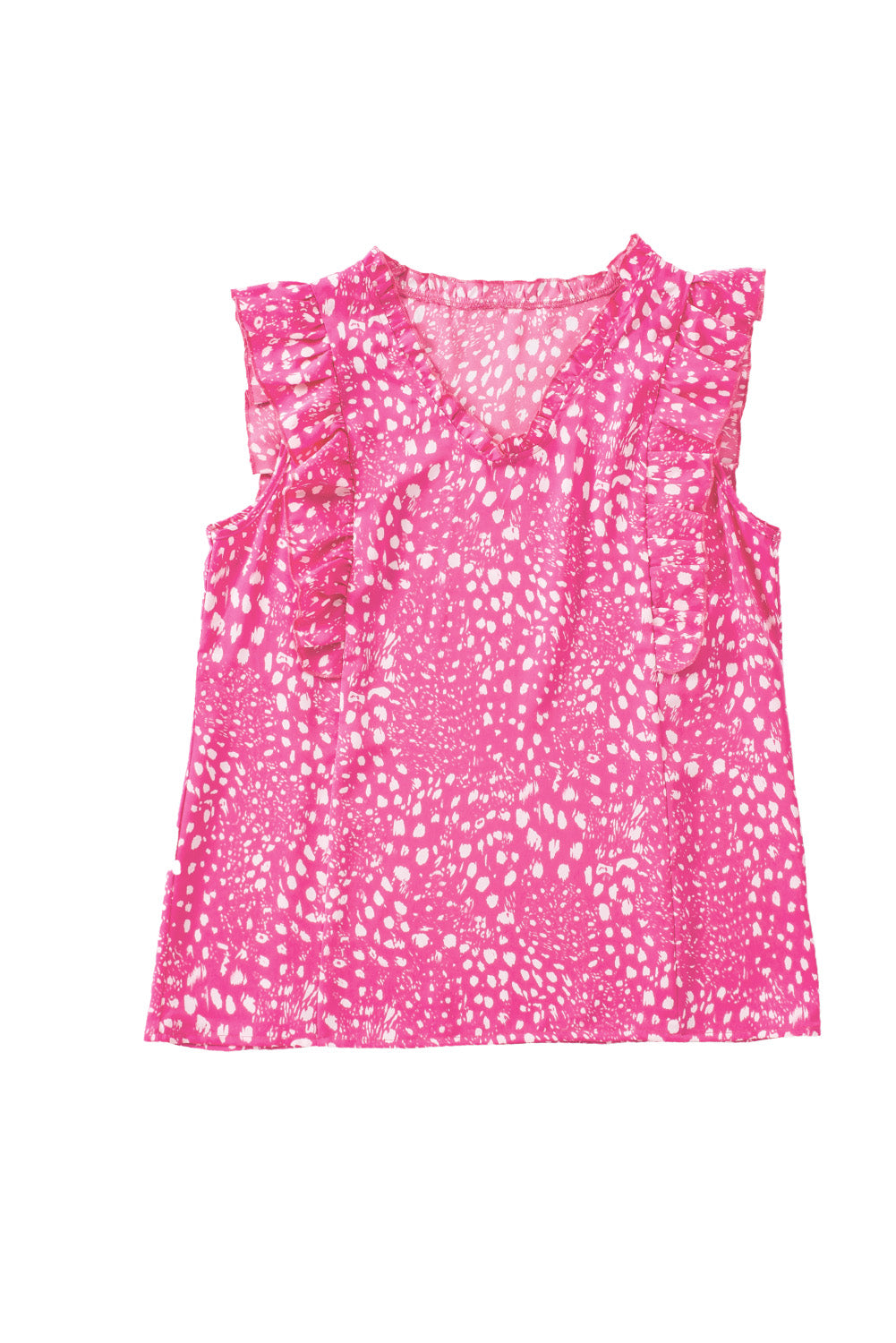 Leopard Ruffle Trim Tank Top | Rose