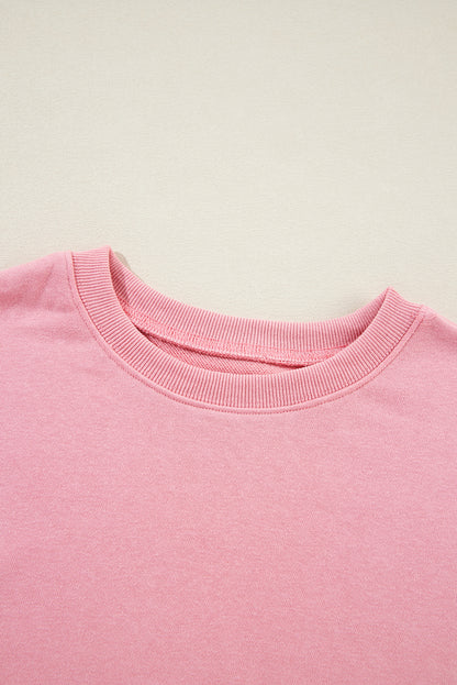 Solid Classic Crewneck Pullover Sweatshirt | Pink