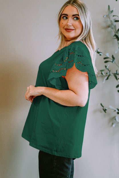 Plus Size Flutter Sleeve Top | Green