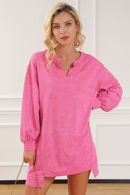 Exposed Seam Drop Shoulder Oversized Sweatshirt | Dark Pink