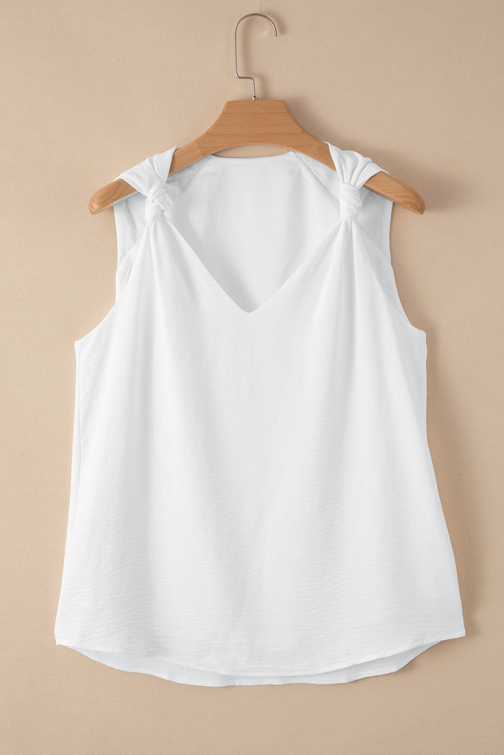 V Neck Knotted Shoulder Vest | White