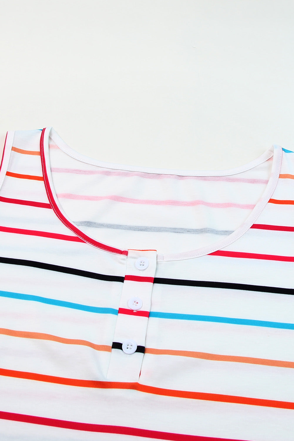 Button U Neck Tank Top | Stripe