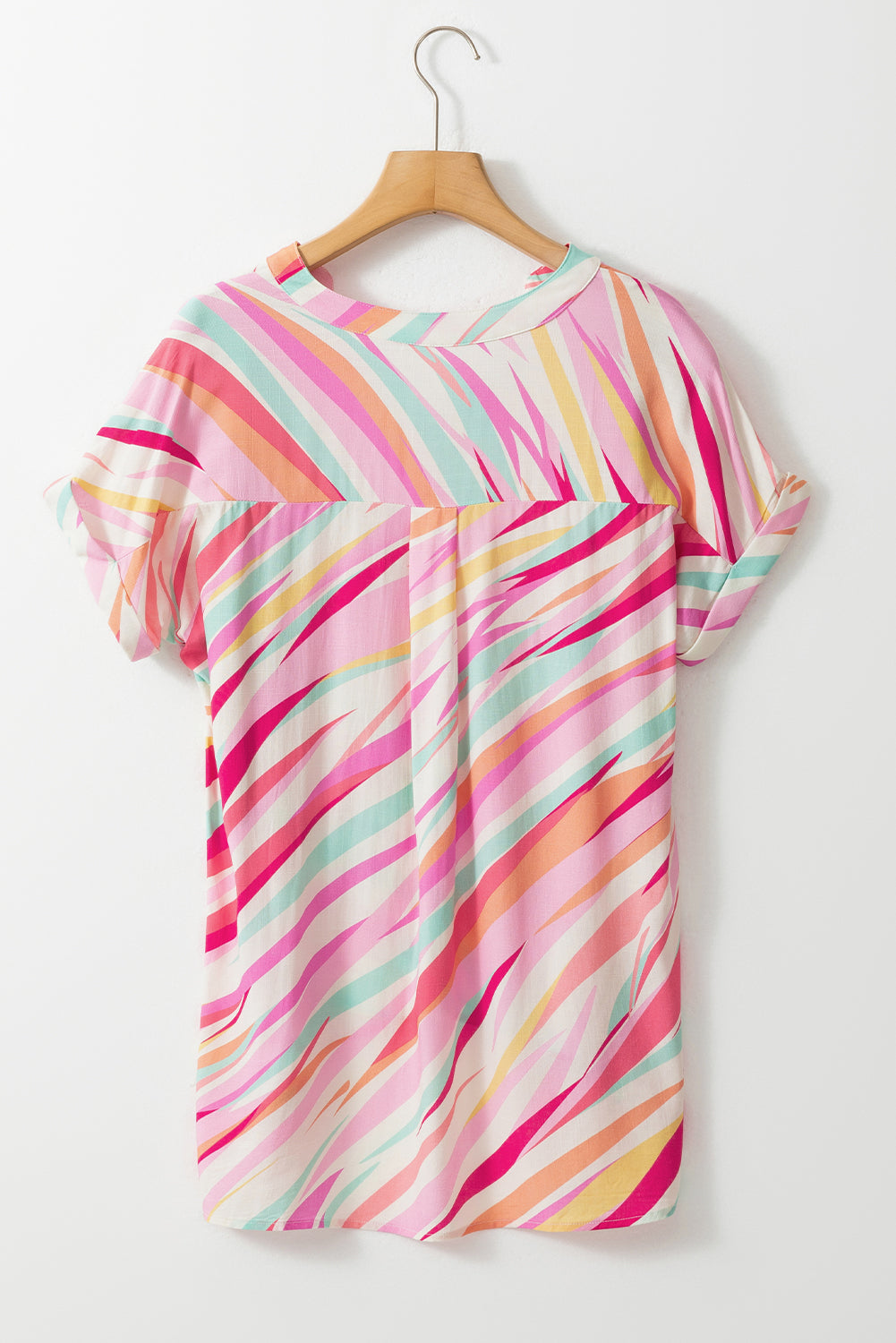 Abstract Print High Low Short Sleeve Blouse | Multicolour