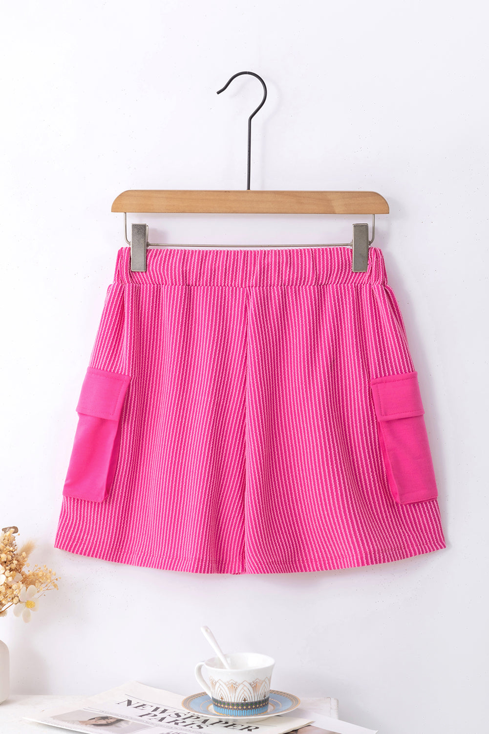 Cargo Pocket Wide-Leg Shorts | Bright Pink