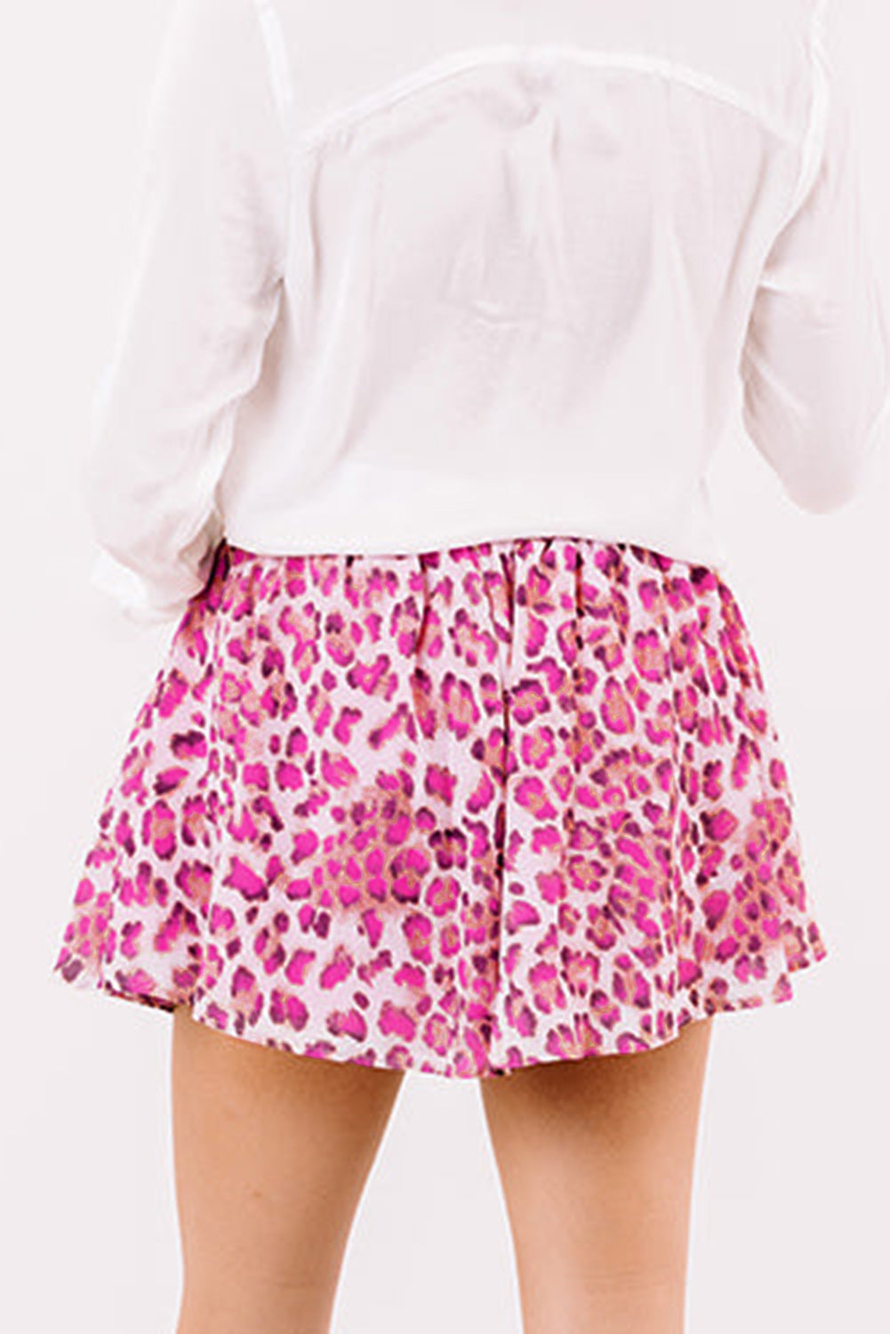 Leopard Print Flutter Casual Shorts | Rose