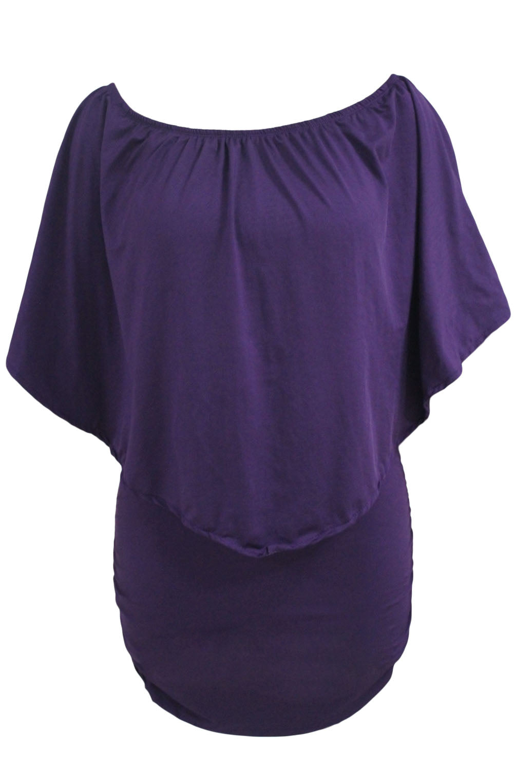 Multiple Dressing Layered  Mini Poncho Dress | Purple