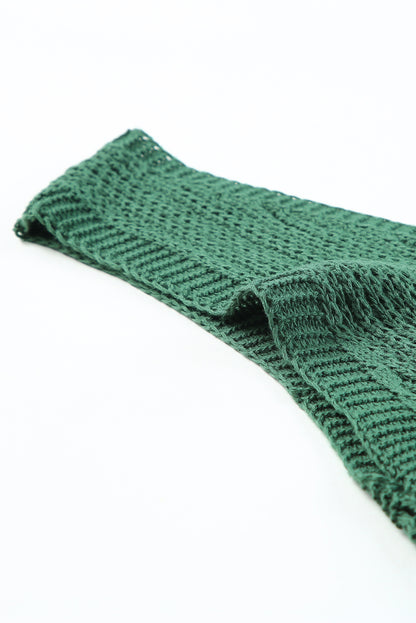 Hollowed Knit V Neck Tank Top | Green