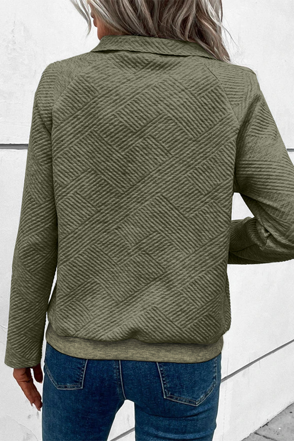 Textured Knit Buttoned Kangaroo Pocket Sweatshirt | Laurel Green