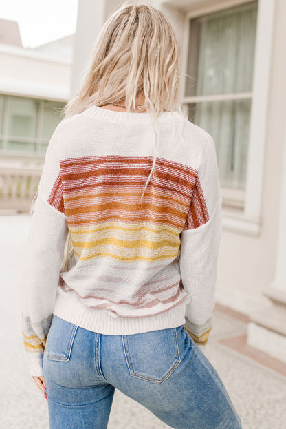 Stripe Long Sleeve Round Neck Sweater | Multicolour