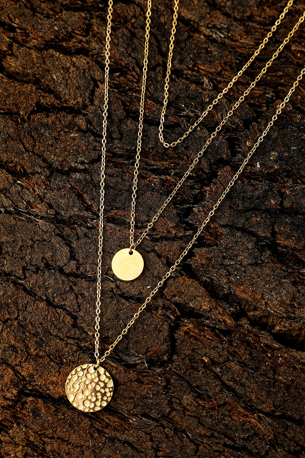 Multi Layer Disc Pendant Alloy Necklace | Gold