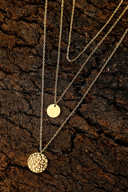 Multi Layer Disc Pendant Alloy Necklace | Gold