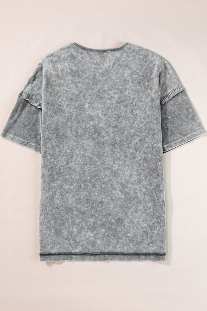 Mineral Wash Exposed Seam Drop Shoulder Oversized Tee | Philippine Gray