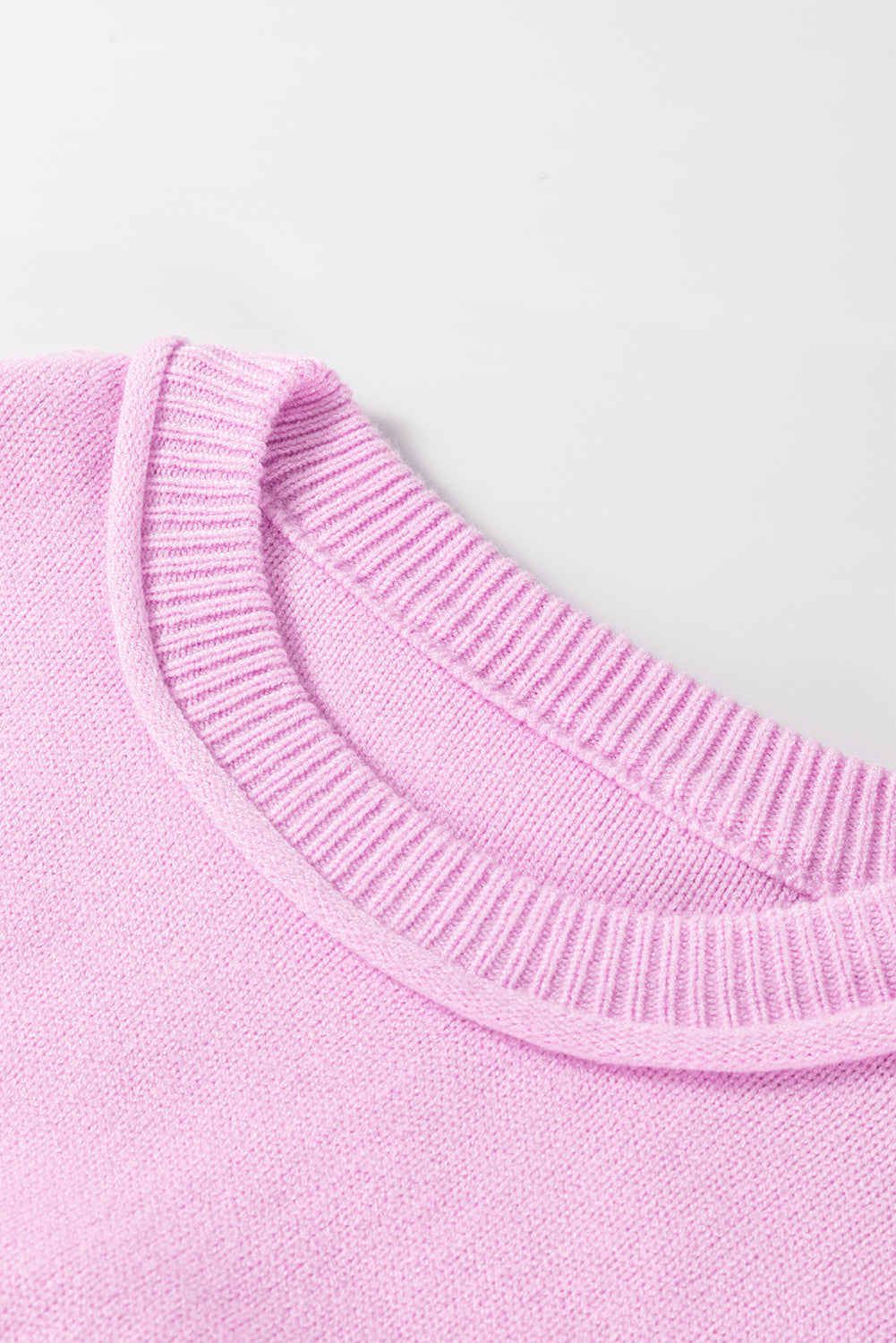 Raw Edge Ribbed Detail Drop Shoulder Sweater | Pink