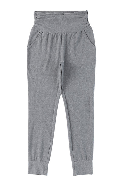 High Waist Pleated Pocket Leggings | Gray