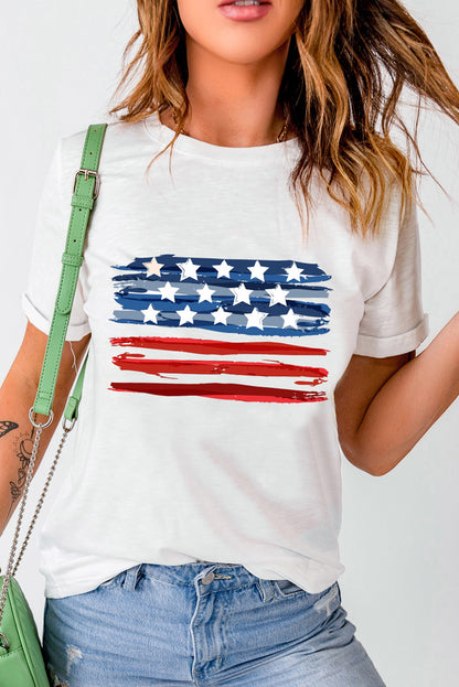 American Flag Graphic Fashion Tee | White