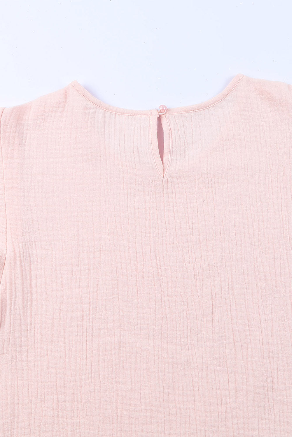 Textured Tiered Ruffled Short Sleeve Blouse | Pink