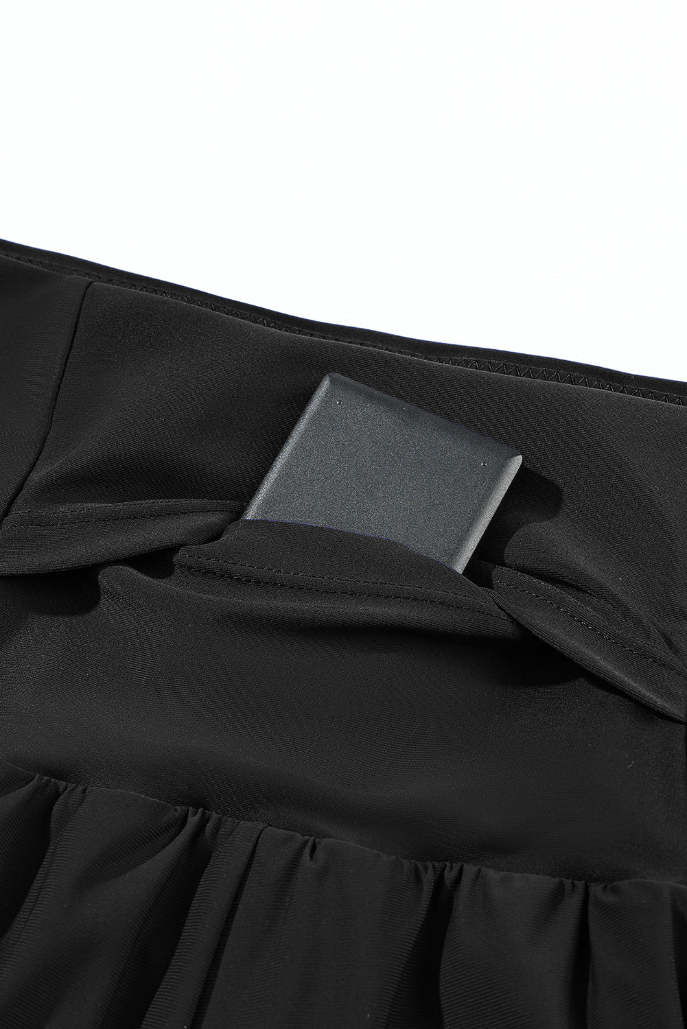 Pocketed Wide Waistband Swim Shorts | Black