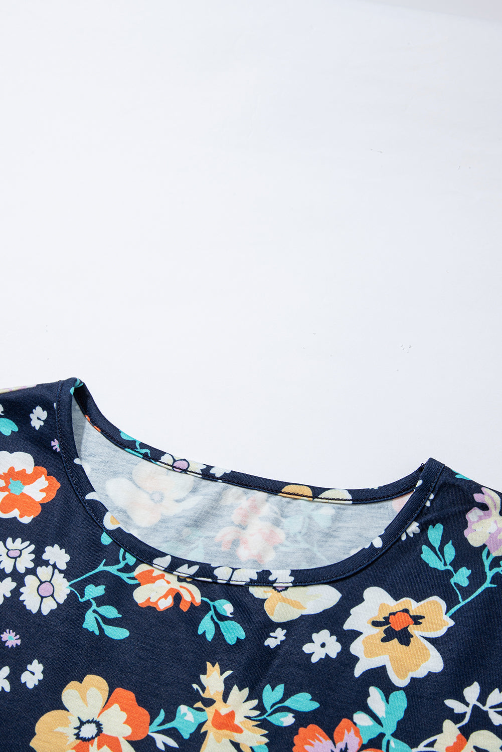 Short Sleeve A-Line Floral Dress | Blue