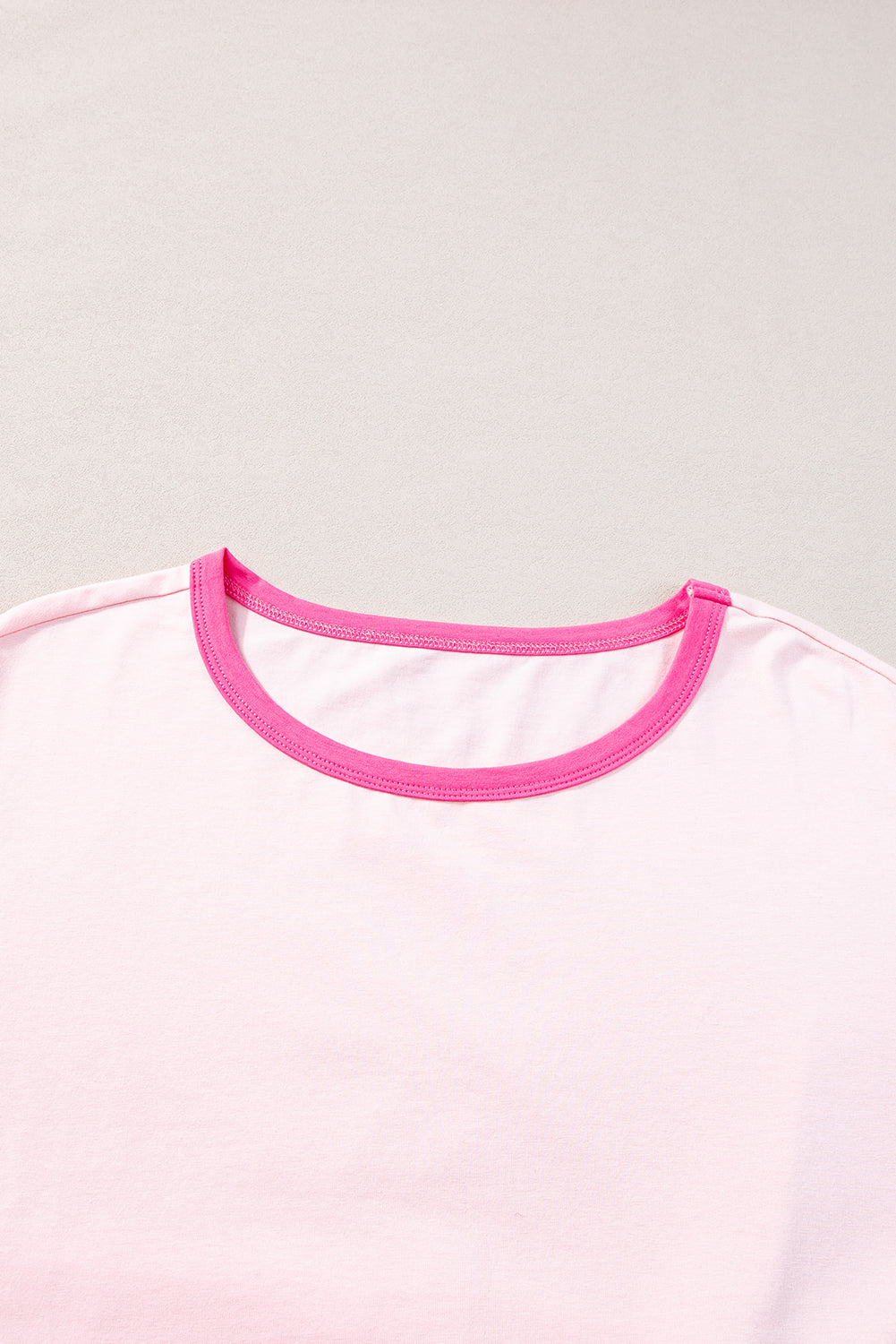 Colour Block Half Sleeve O Neck Plus Size T Shirt | Pink