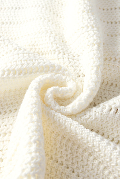 Daisy Flower Pointelle Knit Sweater | White