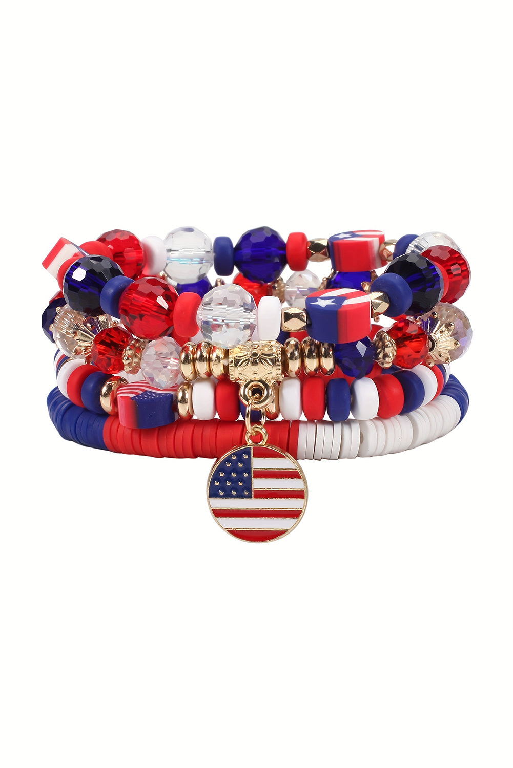 Flag Day Beaded Multilayered Bracelet | Fiery Red