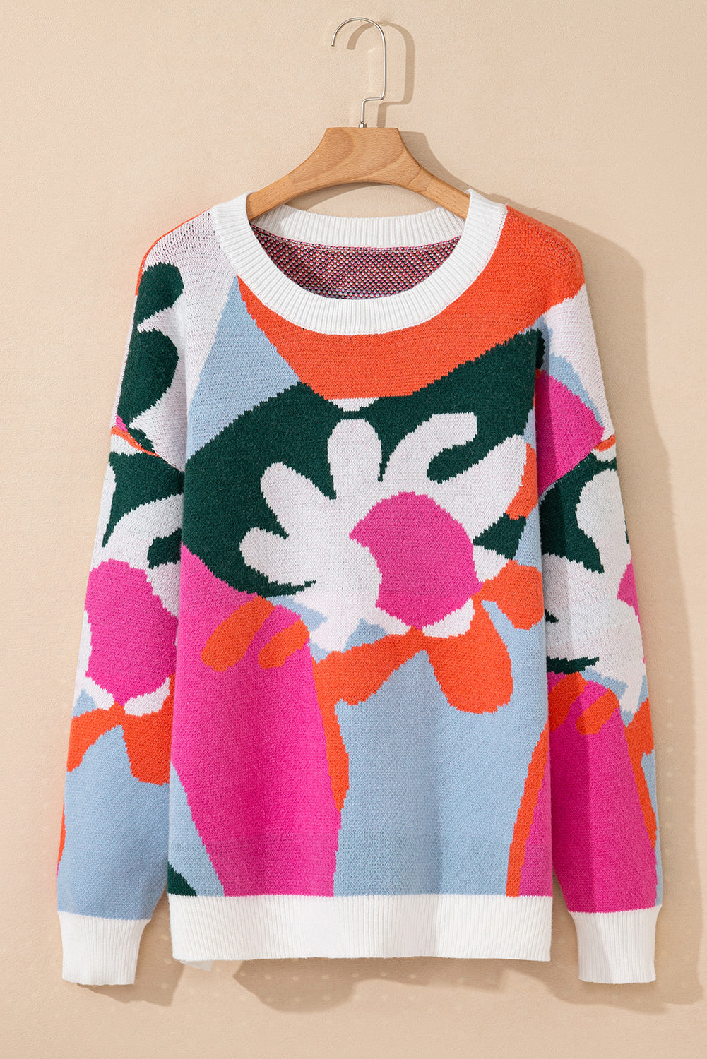 Plus Size Floral Drop Shoulder Sweater | Multicolour