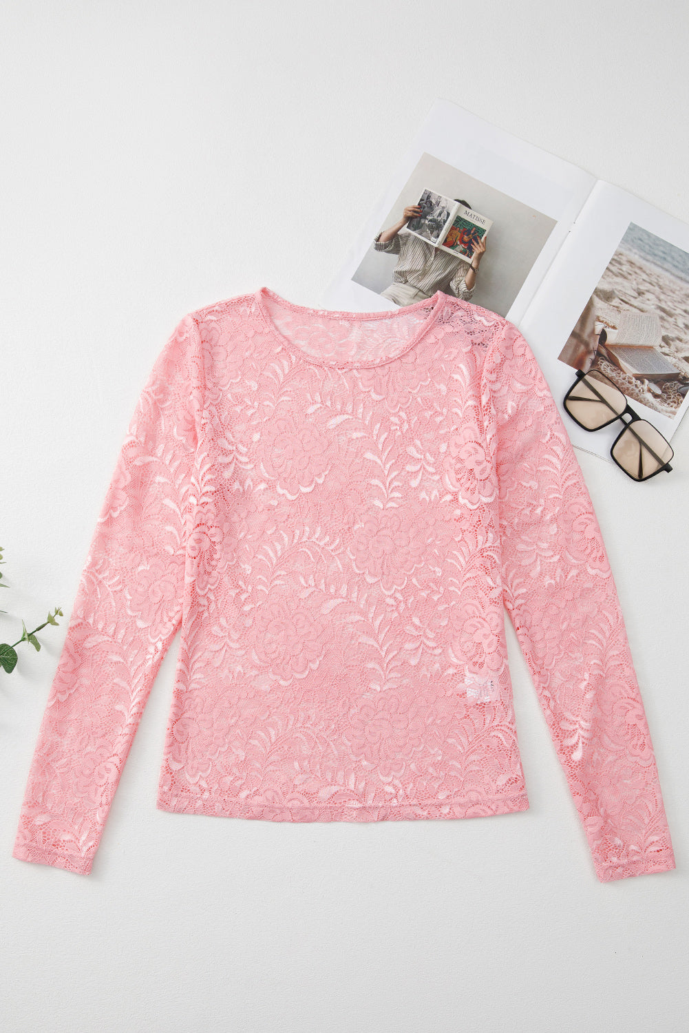 Floral Lace Sheer Long Sleeve Top | Blossom