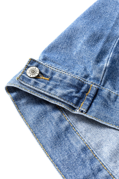 Washed Oversize Pocketed Denim Jacket | Light Blue