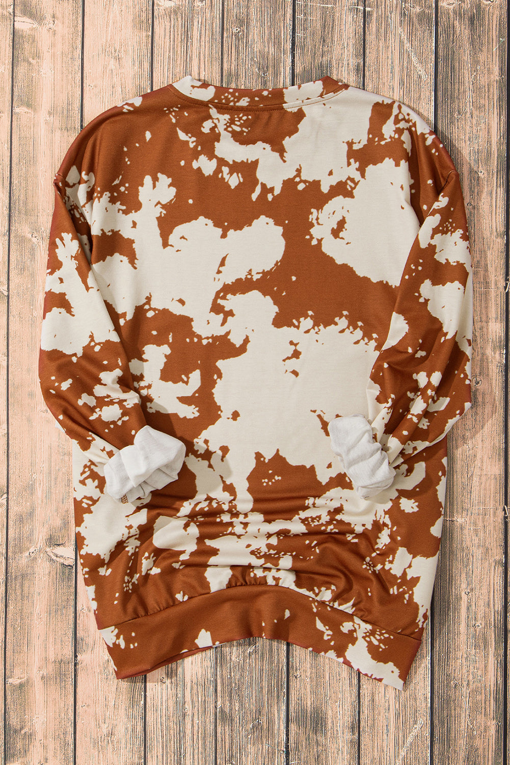 Western Tie Dye Round Neck Sweatshirt | Brown