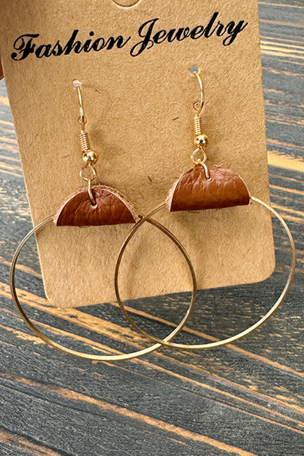 Pu Leather Hoop Earrings | Chestnut