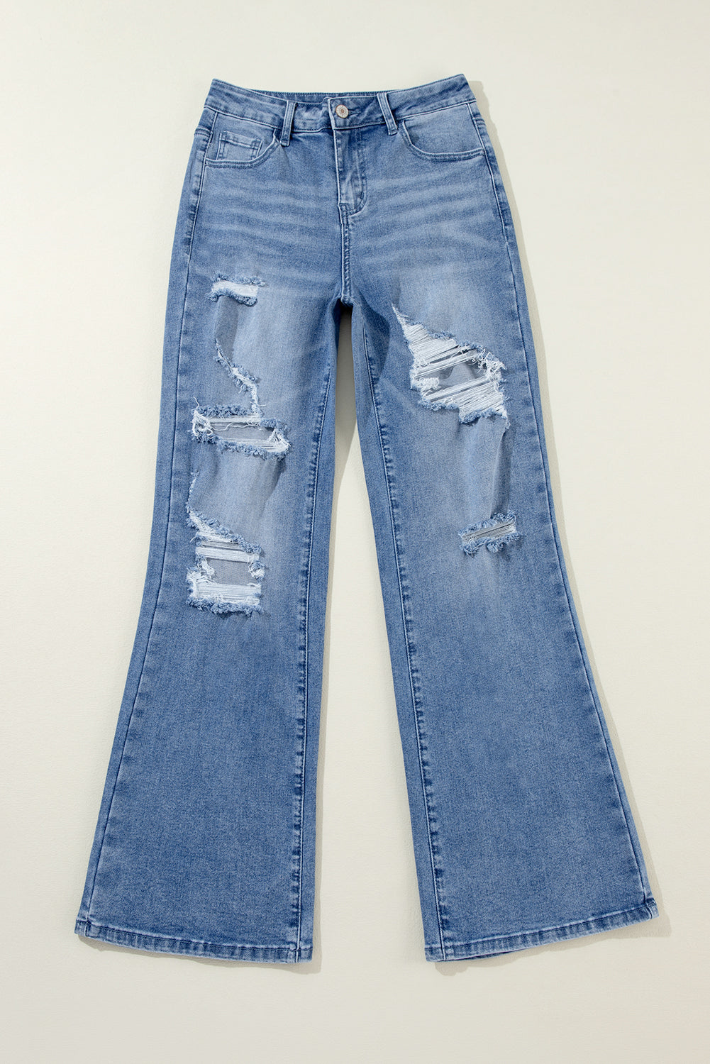 Acid Wash Distressed Wide Leg High Waist Jeans | Ashleigh Blue