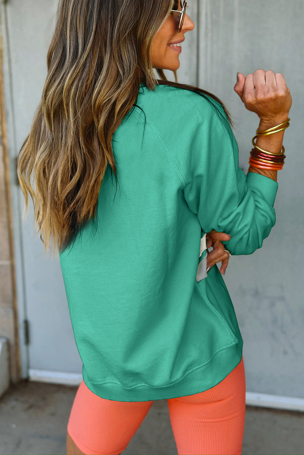 Rainbow Colourblock Striped Pullover Sweatshirt | Mint Green