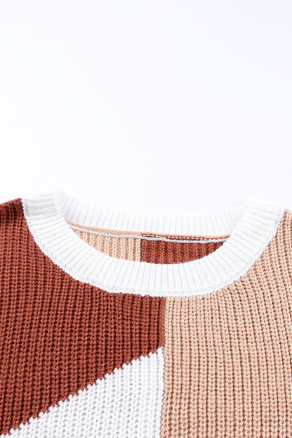 Loose Fit Colour Block Knit Sweater | Multicolour