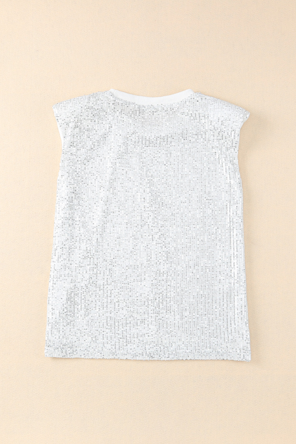 Sequin Round Neck Tank Top | Apricot