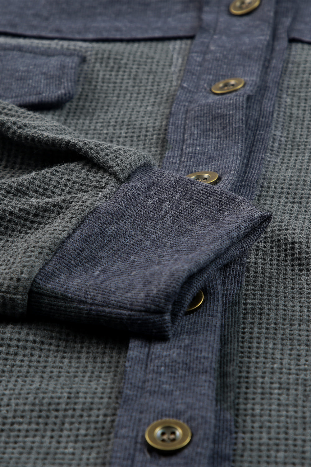 Vintage Wash Waffle Knit Shacket | Gray