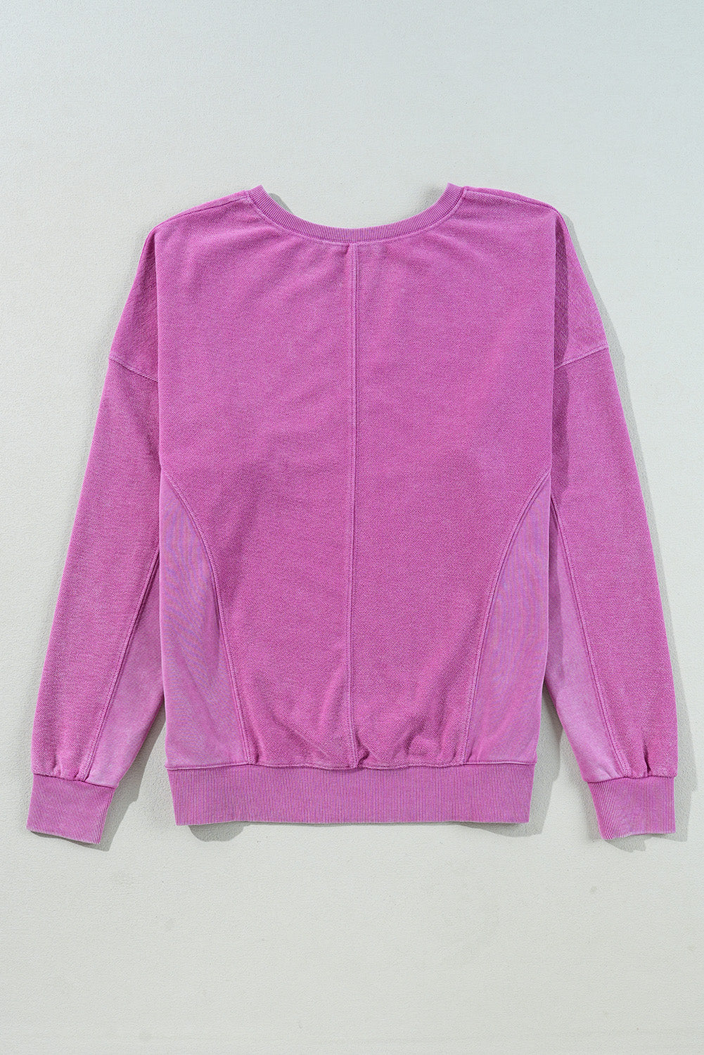 Solid Colour Notched Neck Drop Shoulder Sweatshirt | Bright Pink