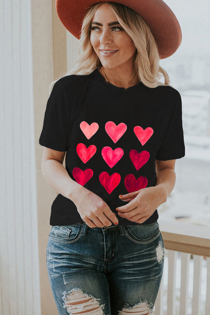 Valentine'S Day Heart Graphic Tee | Black